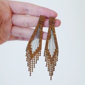 Orange Rhinestones Earring